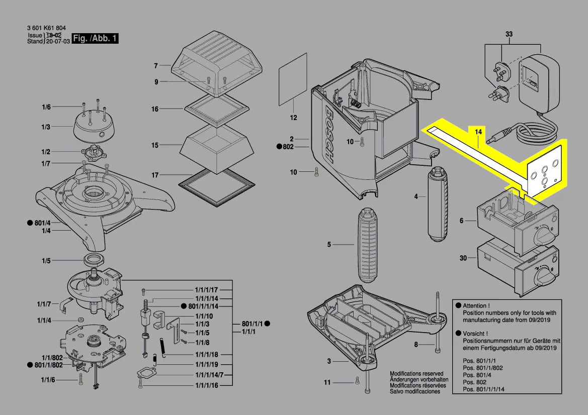 clavier réf. 2 610 A13 405 Bosch